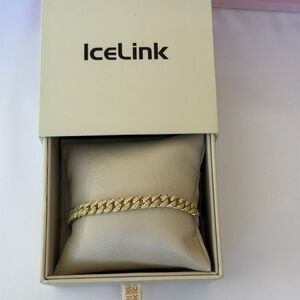 IceLink Adjustable Cuban Link Bracelet in 14K Gold Plating - New